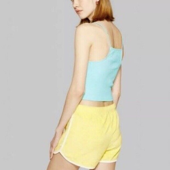 Wild Fable Teal Mint Green Ribbed Thin Strap Strappy High Neck Crop Tank Top - Picture 10 of 11